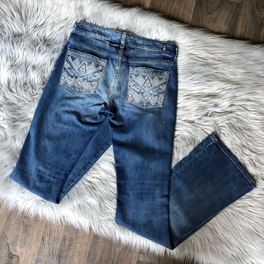 7famk Embroidered A Pocket Bootcut Denim Jeans